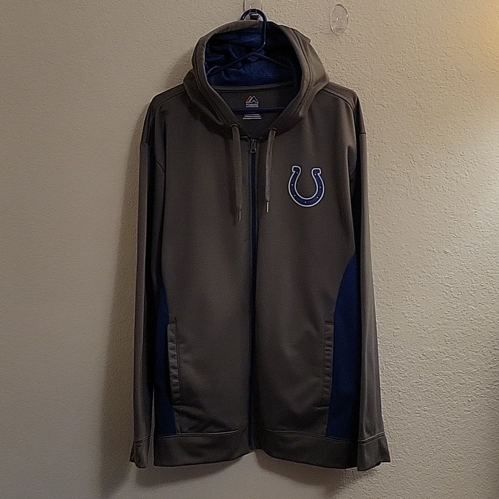NFL Majestic Indianapolis Colts Full-zip Hooded Sweatshirt - Gray - XL